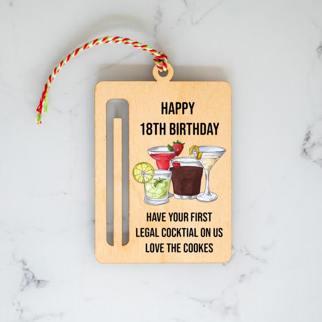 HAPPY 18TH BIRTHDAY Money Clip Celebrating Milestone Birthday Clear Beer Wine Print Solid Wood Cash Holder Men Women Adults Gift