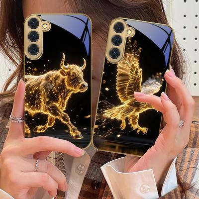 Totem Dragon Doré Pour Samsung Galaxy S20 FE S21 S22 S23 Plus S24 Ultra 25Ultra S21+ S9+ S22Plus Coque de téléphone en verre doré