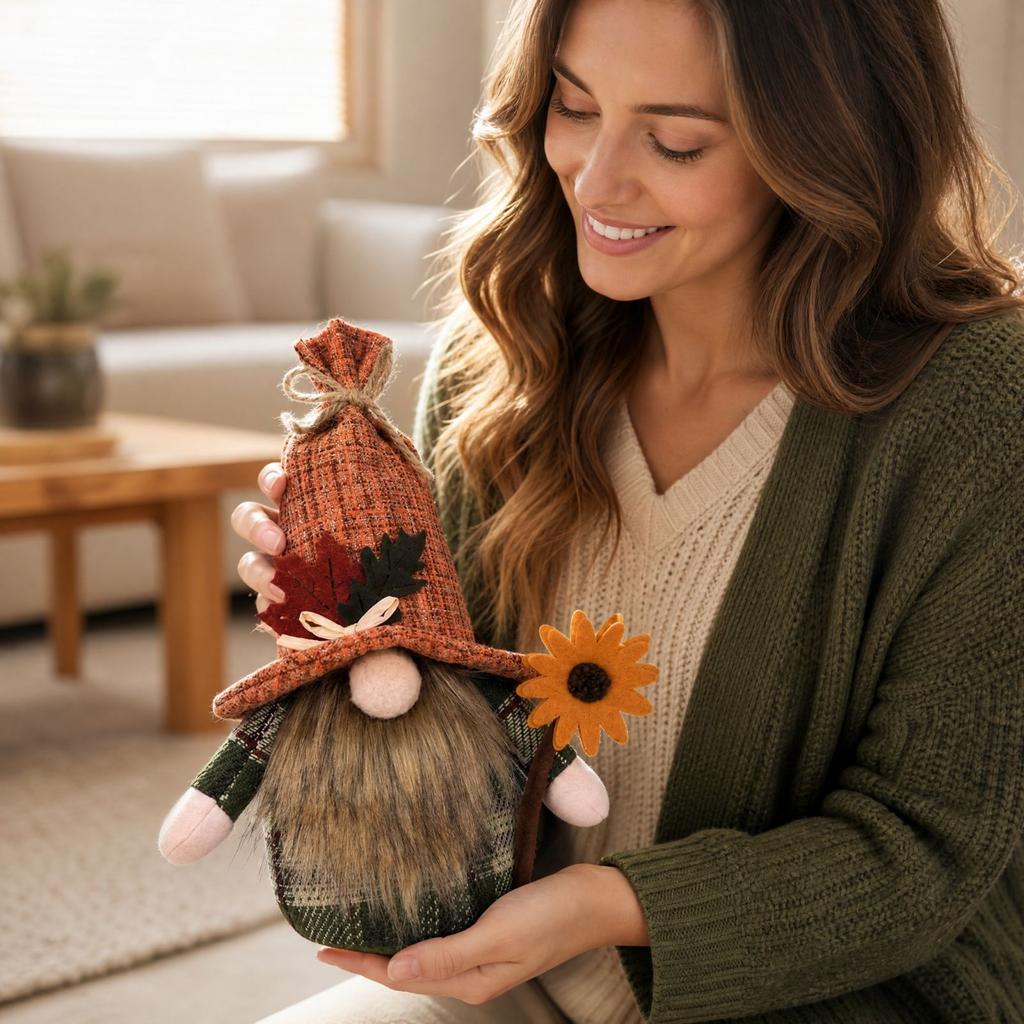 Thanksgiving Faceless Gnome Figurine, Decorative Tabletop Ornament for Fall Holiday Home Decor