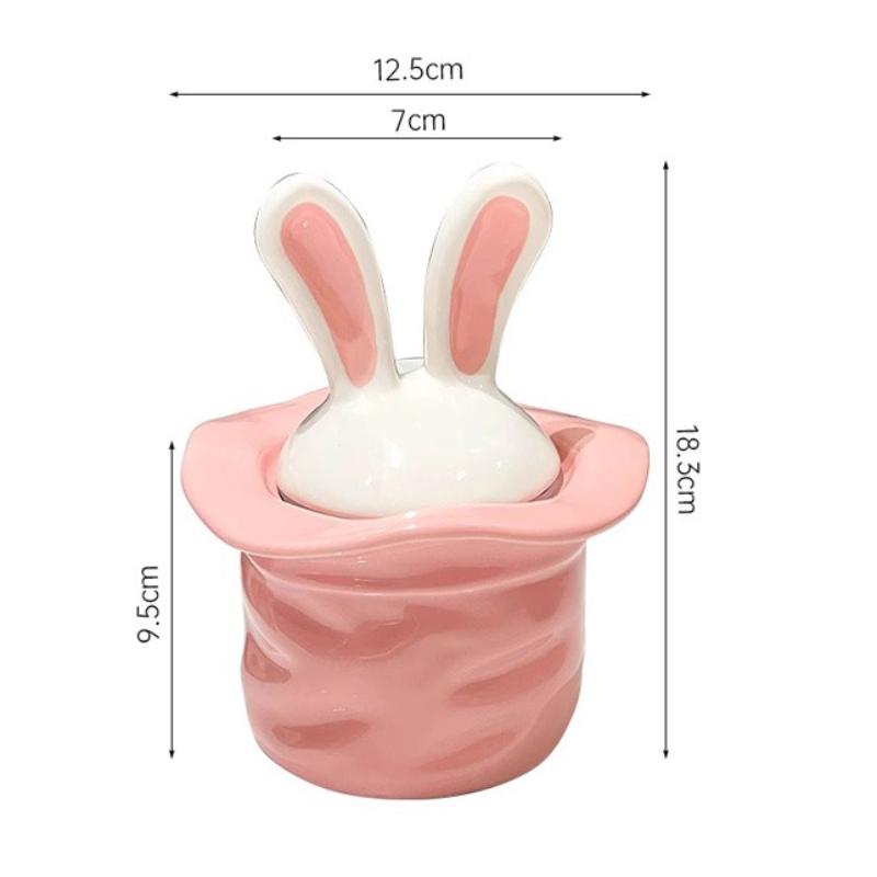Rabbit Ear Ceramic Jar Kitchen Coffee Bean Tea Storage Jars Children Snack Storage Jar Bedroom Dressing Table Accessorie Bottles