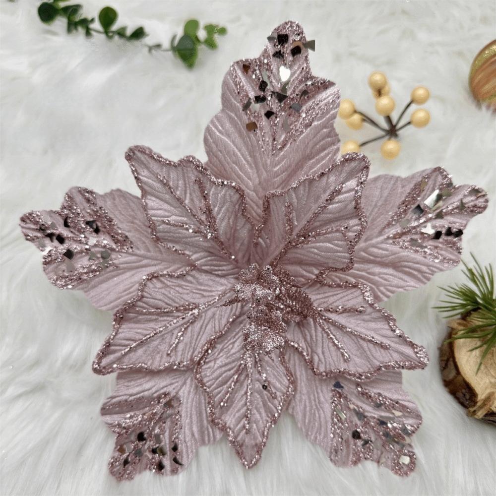 Pailletten Simulation Weihnachtsblume DIY Basteln Glitzer Simulation Blume Flanell 26cm Weihnachten Blumenköpfe Weihnachten