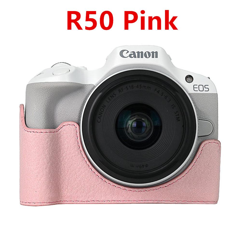 Camera Half Case for Canon EOS R50V R50 R10 200D 200DII PowerShot V1 SX70HS Bottom Battery Opening Cover PU Leather