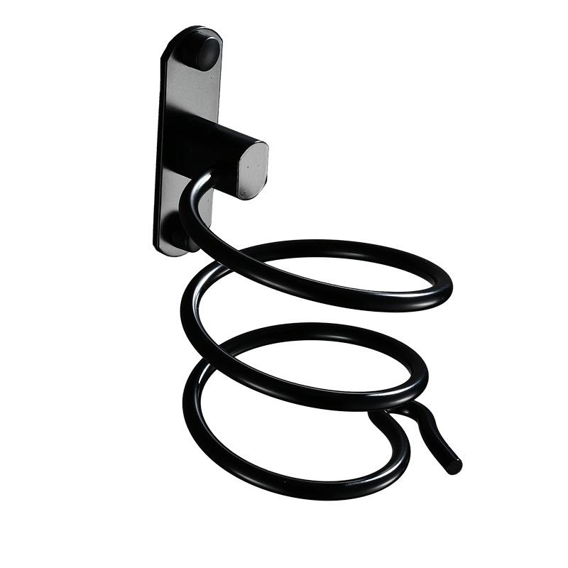 Space Aluminum Wall-Mounted Hair Dryer Holder - Punch-Free Bathroom Storage Rack