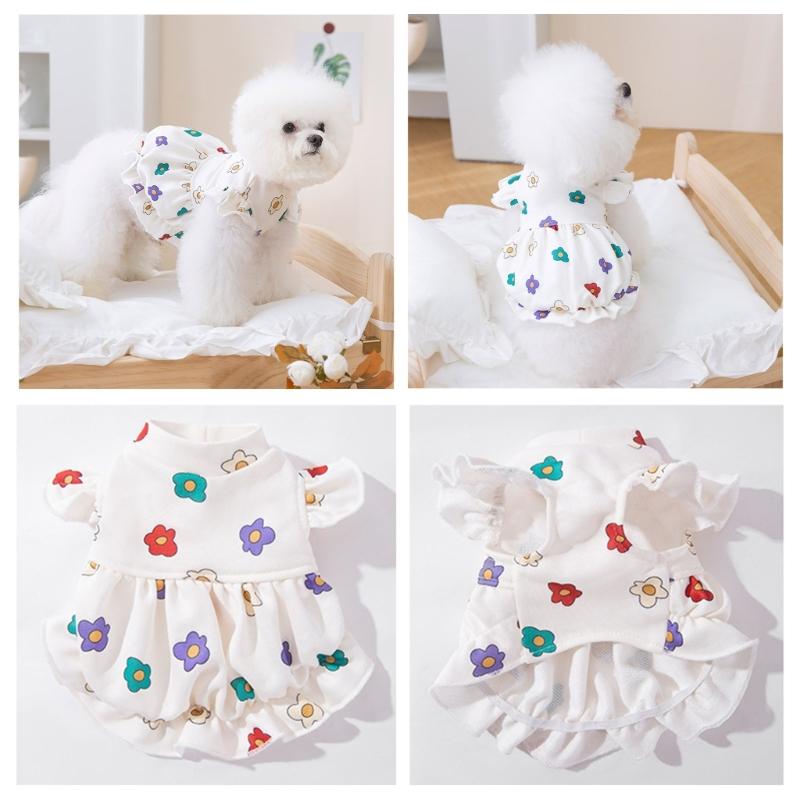 Dog Flower Decors Dress Walking Camp Pet Dress Dog Floral Skirt Dog Skirt
