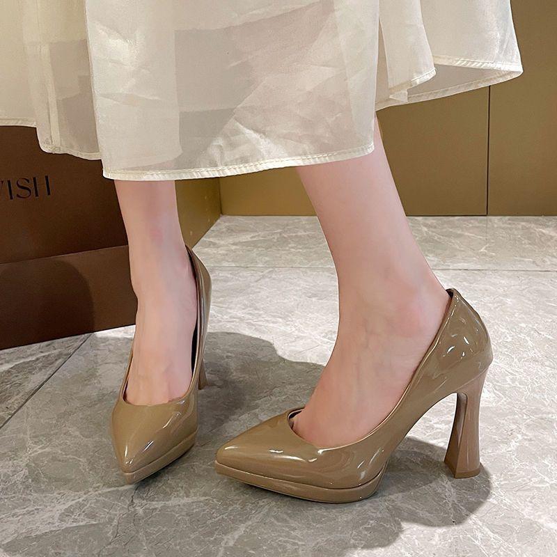 Abendbrise sanft wasserdicht Tisch rutschfest Stiletto hohe Absätze Damen 2025 Frühling neue Modelle keine müden Füße spitz Lackschuhe