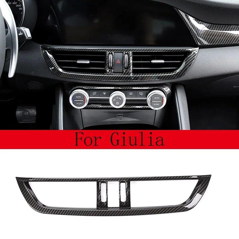 For Alfa Romeo Giulia Stelvio 2017 2018   ABS Carbon Fiber Car Interior Center Console Air Conditioning Vent Frame Trim