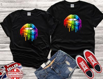 Rainbow Lips Print Love Gay Pride Lesbian LGBT Family Best Gift Tshirt Top Men Women Ladies Gildan S-M-L-XL-XXL-3XL-4XL-5XL Unisex V27