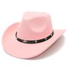 European and American Style Men and Women Couples Western Cowboy Hat Woolen Wide Brim Party Performance Hat Black Rivet Decorative Top Hat