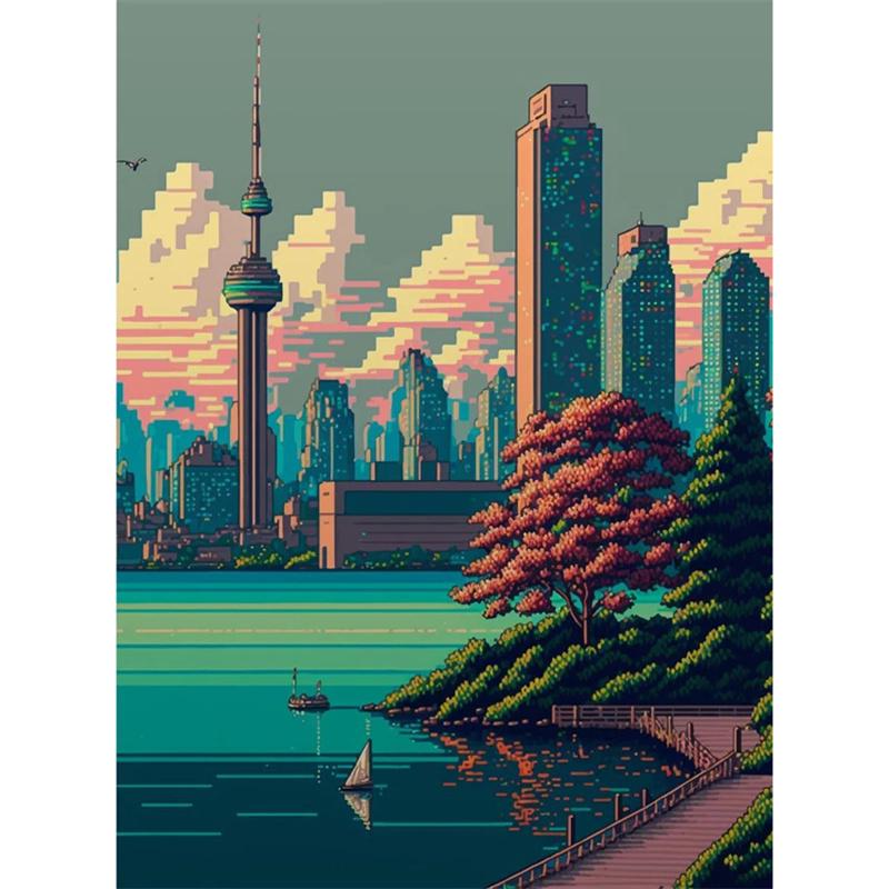 DIY Diamond Painting Buildings and Streets Stitch Kit Mosaic Art Diamond Painting Full Circle/Square Diamond Home Decoration