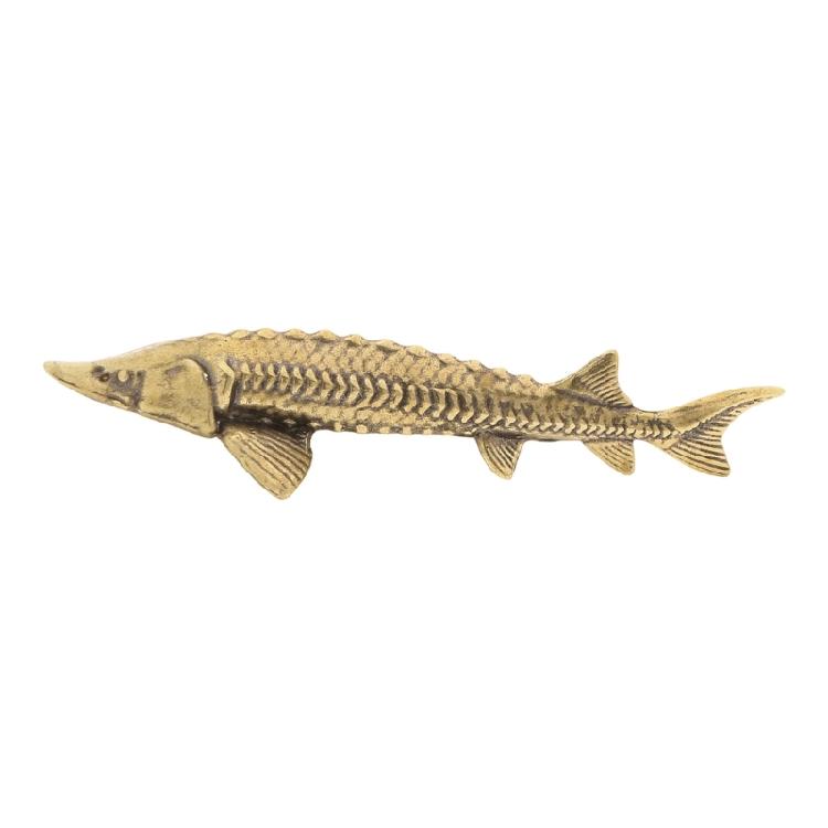 Metal Sturgeon Fish Miniature Figurine Antique Animal Sculpture Decorative Art Piece Ornament for Shelf Desk Gifting