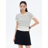 8Seconds Ribbed Hem Striped Short Sleeve Pullover Ivory