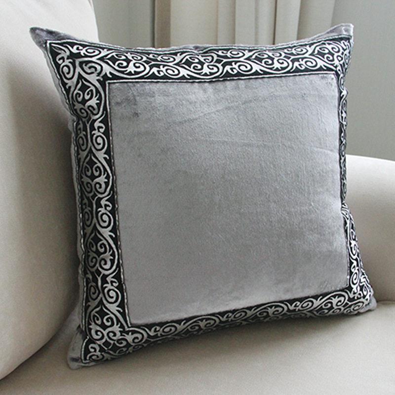 Light Luxury New Chinese-style Elegant Black Thickened Velvet Sofa Cushion Cover Pillowcase Backrests For Living Room Sofa
