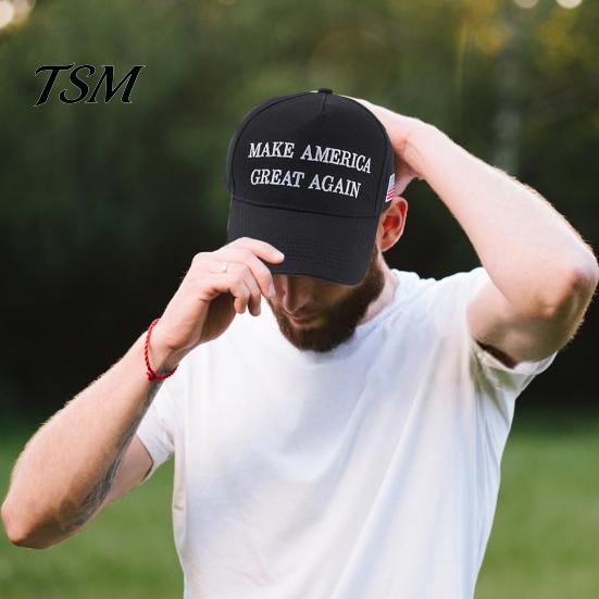 Cotton Polyester Hat Baseball Letter Embroidery Long Brim Hollow Mesh 2024 President Inspirational Cap Election Campaign American Flag Pattern Rallies