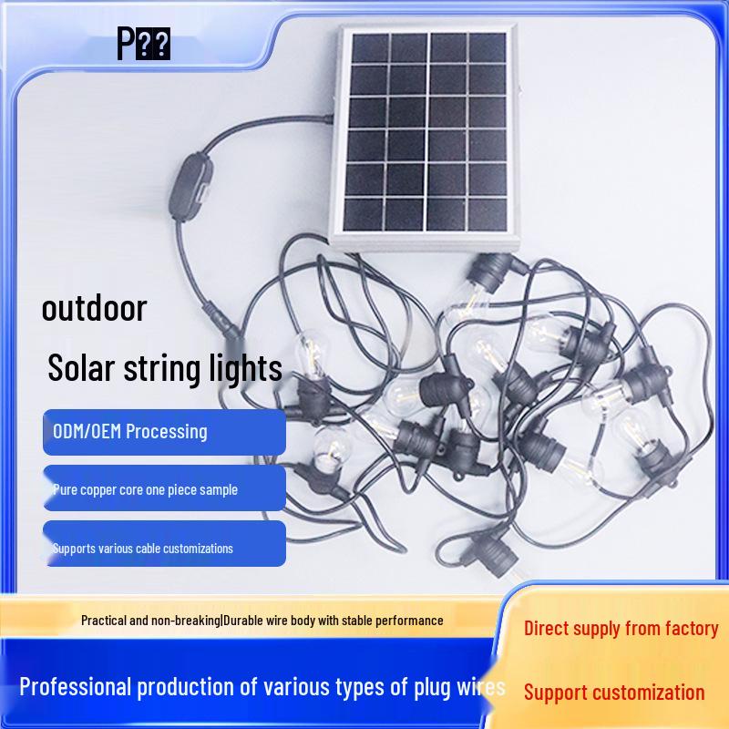 

Waterproof Solar Outdoor String Lights for Camping, Courtyard, Villas, and Festivals with E27 Lampholders 7.2m 12-Light Solar чорний