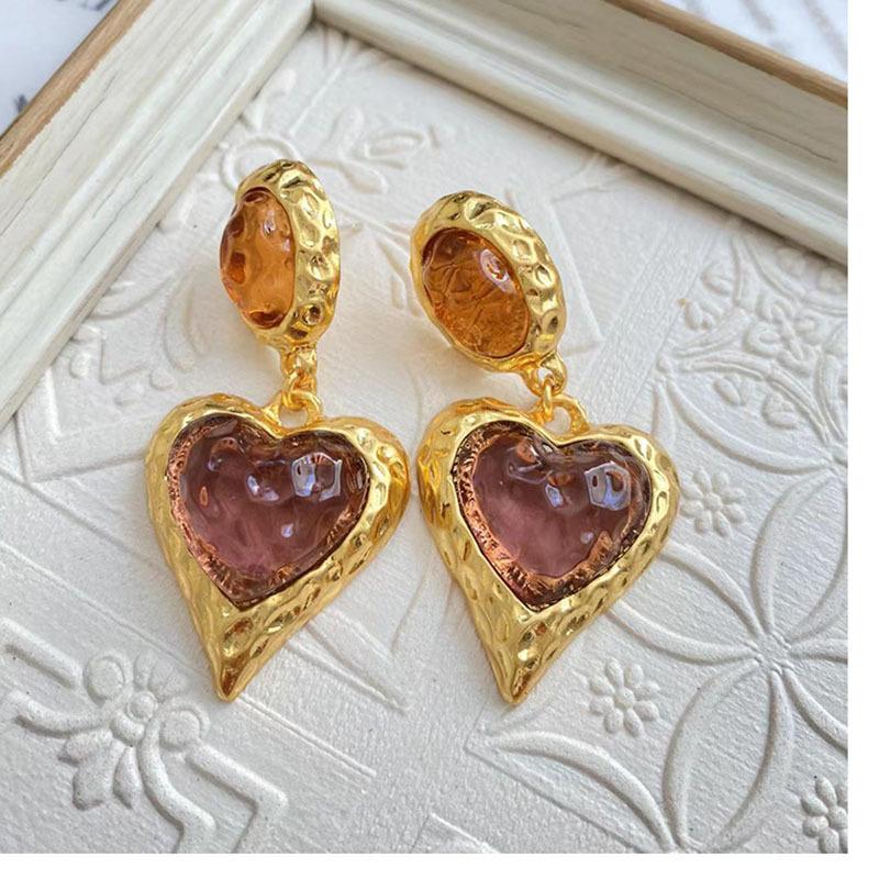 Real Gold-plated Hand-fired Lava Glazed Love Pendant Earrings, Macaron Candy-colored Earrings 925 Earrings.