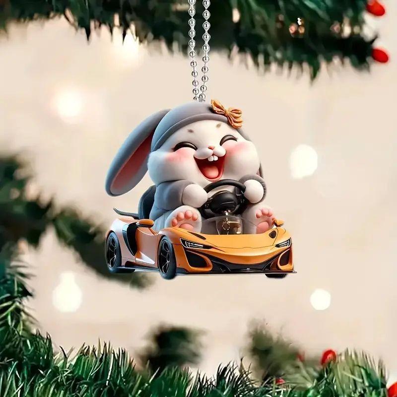 Charming Cartoon Acrylic Animal Pendant For Stylish Electric Vehicle Interior Decor