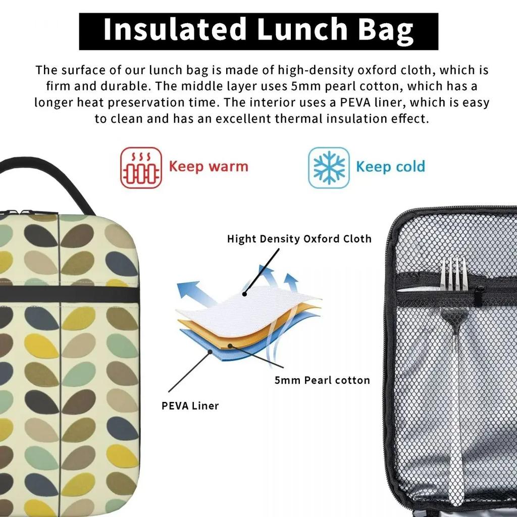 Orla Kiely Multistem Insulated Lunch Tote Bag Portable Food Box Leakproof Thermal Cooler Bento Box School