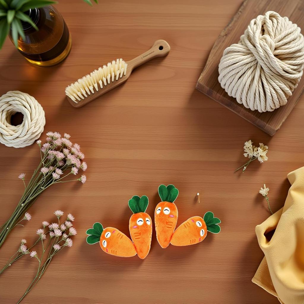 4 Pcs Soft Dog Cute Carrot Plush Chew Squeaker Plush Dog and Cat with Multi-Squeaks Sound Pet Puppy Supplies