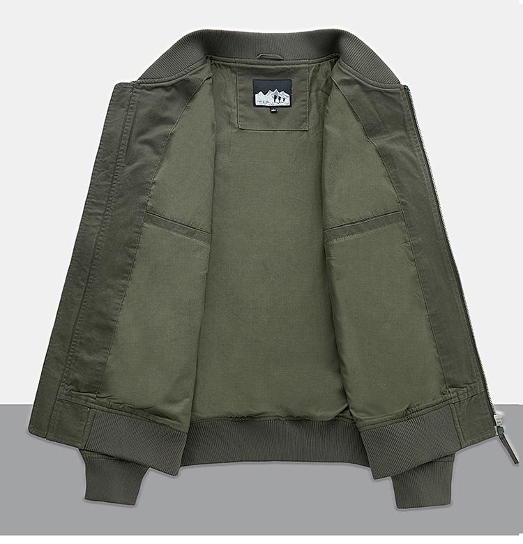 Men's MA-1 Pilot Jacket: Spring/Autumn Motorcycle Coat, Plus Size, Solid Color Military Flight Uniform