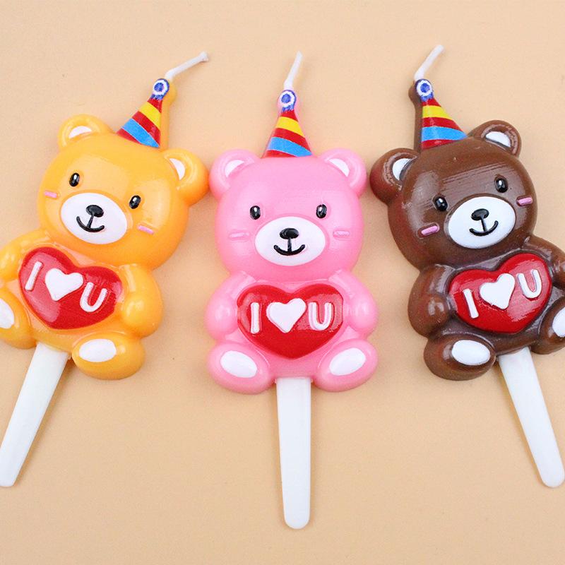 Three-dimensional New Huggable Bear Birthday Candle Ins Korean Style Children's Cute Teddy Pet Cake Decoration