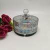 Nordic light luxury iron art round stripe mirror fruit plate with cover