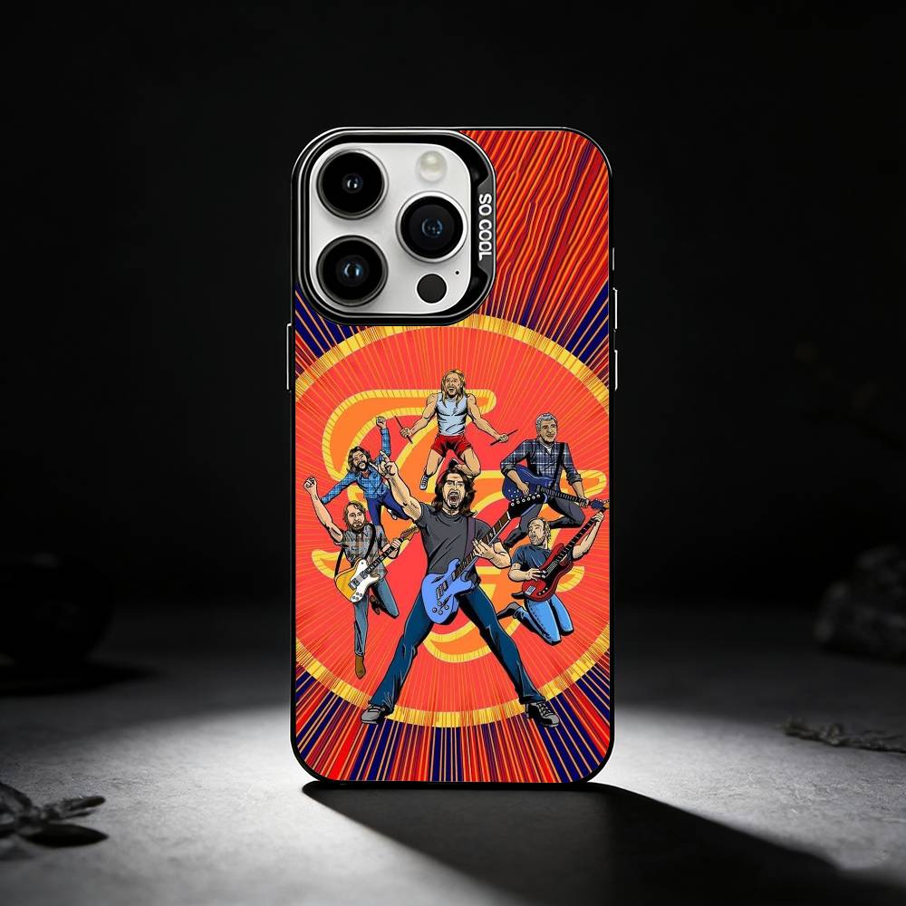 Foo F-Fighters band Phone Case For iPhone 17,16,15,14,13,12,11 Plus,Pro Max,XS,Colored silver phone case