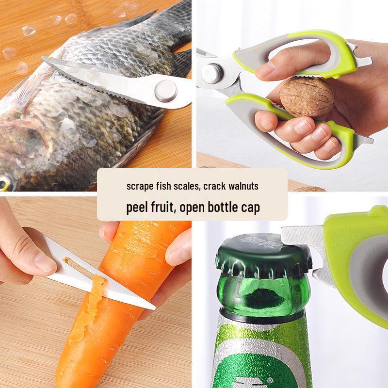 Multifunctional Stainless Steel Kitchen Scissors for Cutting Chicken Bones, Food Prep & More