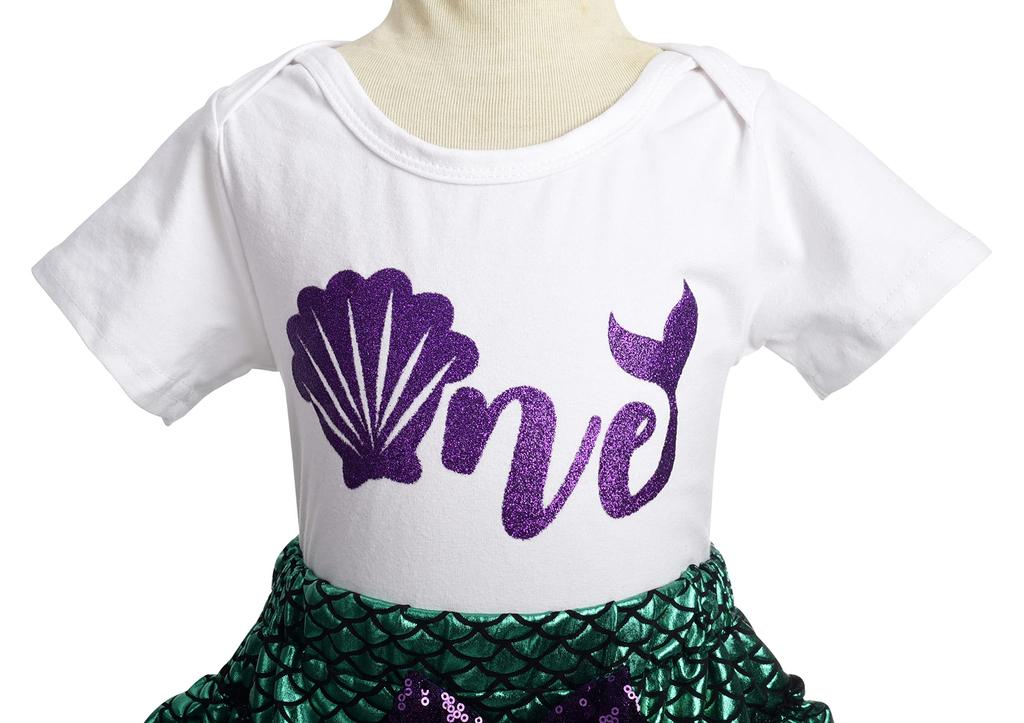 Baby Girl Romper Mermaid Costume Baby Outfit Ariel Princess Dress Halloween Costume with Headband Size Months 60 [Dressy Daisy] 0-3