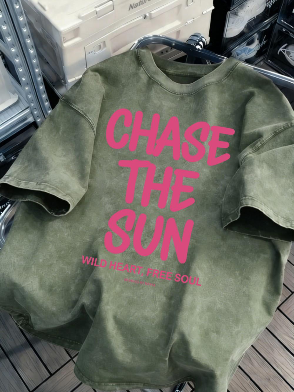 

Chase The Sun Prints Washed TShirts Womens Cotton Oversize T Shirt ONeck Comfortable Distressed Tops Summer Womans Clothes S