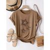 Damen Casual Kurzarm T-Shirt - Schwarz mit Weißem Sternenprint Rundhals Oberteil für Frühling & Sommer Maschinenwaschbar