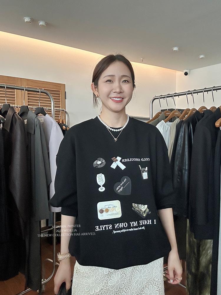 

SCIONE New Solid Color Long Sleeve Plus Velvet Padded Hoodless Sweater Fashion Print Loose Casual Round Neck Tops Coat XXL чорний