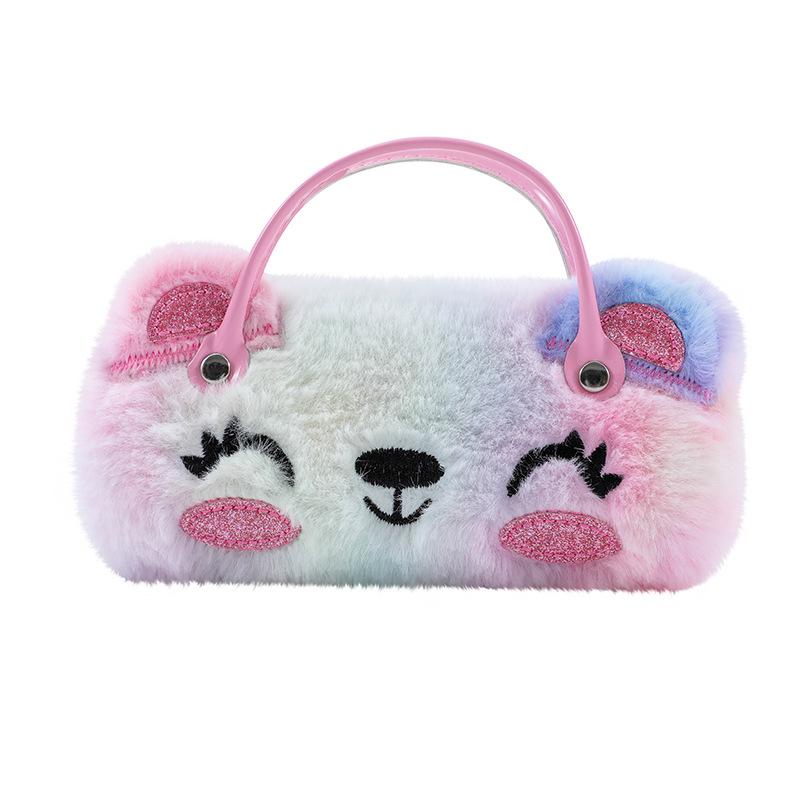 New plush cartoon glasses case: bear, koala, unicorn styles. Kids hand/coin bag, portable, pressure-resistant, foldable,  handy!