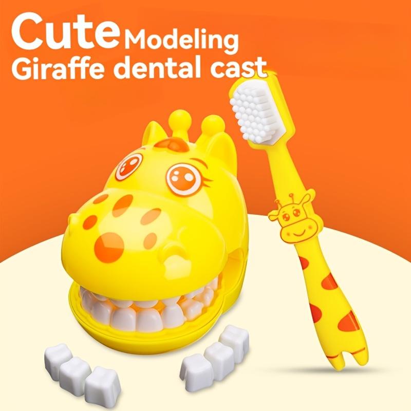 1 children's dentist toy set, giraffe brushing model, educational dental casting toy, removable mouth with teeth, PP material