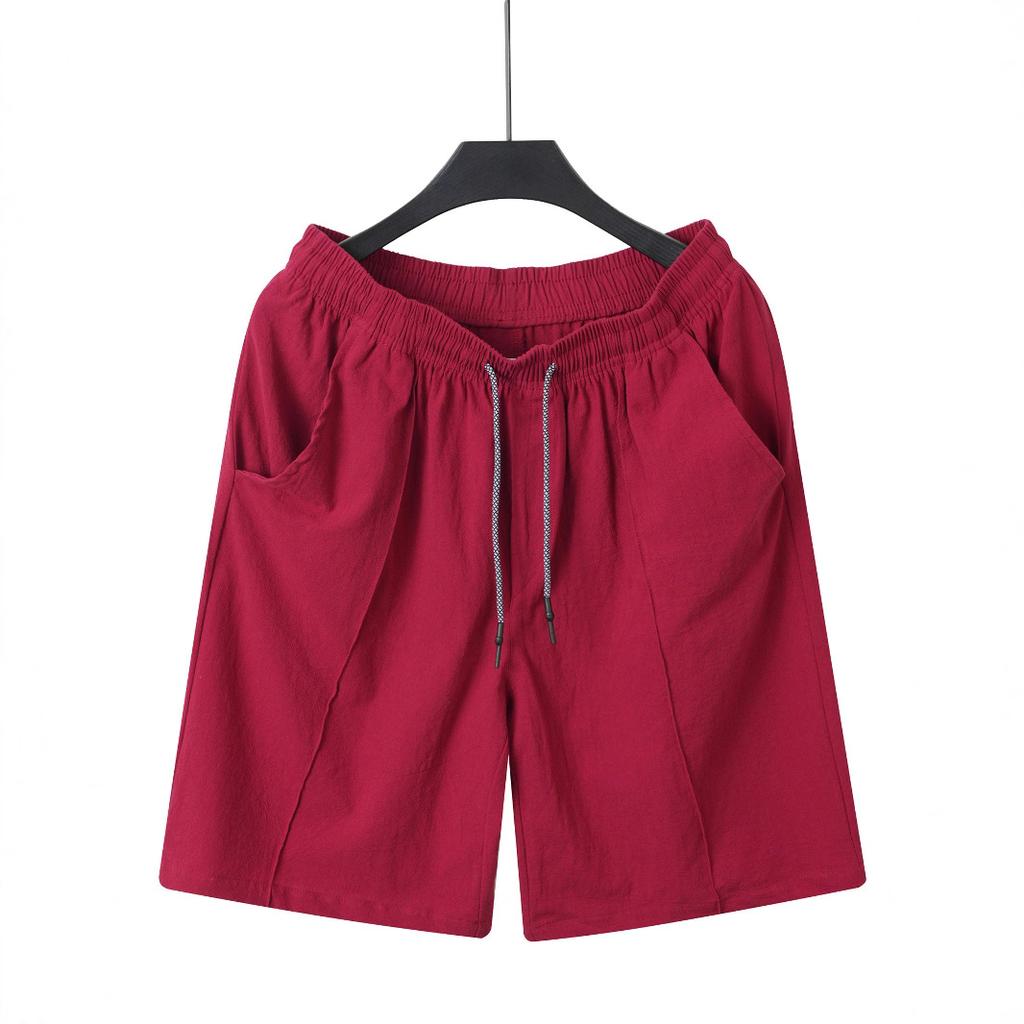 Summer Men'S Work Shorts Linen Drawstring Pants Men'S Beach Shorts Mens