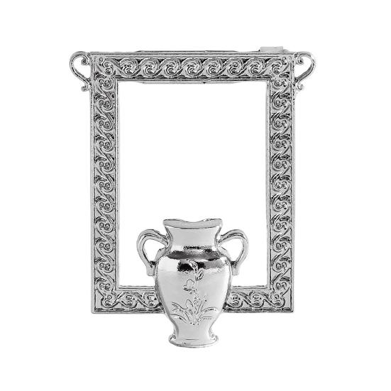 

Flower Vase Necklace Brooch Retro Photo Frame And Vase Pendant Necklace Dried Flowers Holder Brooch Jewelry Gift for Women Mom Wife B