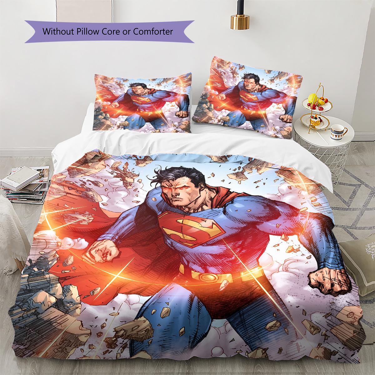 

Battle Superman Bedding Set, 1 Duvet Cover & 2 Pillowcases, Cozy Home Use, Perfect Gift for Superhero Fans 135x200cm