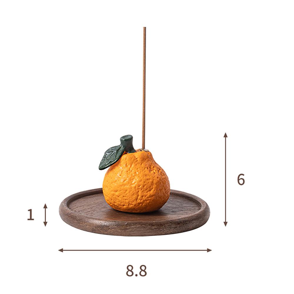 Kreativer Keramik Orangen Räucherstäbchenhalter Kreativer Räucherbrenner Holz Räucherstäbchenplatte Aschefänger Buddhismus Zubehör Heimdeko