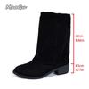 Fashion Suede Pointed Toe Mid Heeled Leg Boots for Women Autumn 2025 Retro Thick Heeled Sleeve Boots Black Mid-Calf Botas Mujer Size 36