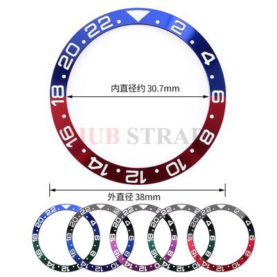 38 mm Keramisk och Aluminiumring GMT 007 Dykarklocka Bezelinsats för 40 mm Klockfodral Ersättningsaccessoar Dykbezelring