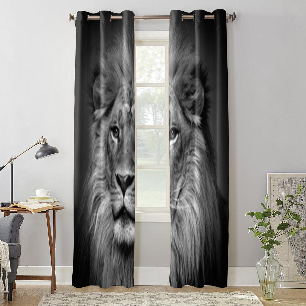 Animal Lion Window Curtain For Kids Room Home Blinds Curtains For Living Room Bedroom Window Drapes