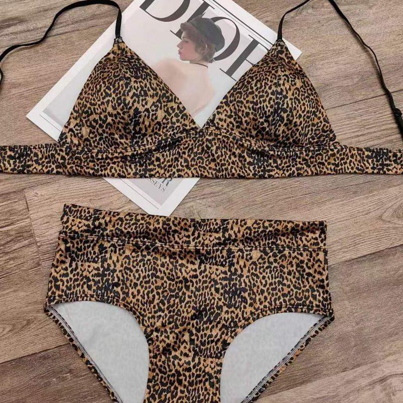 

Летнее сексуальное нижнее белье с открытой спиной, французский тонкий бесшовный бюстгальтер с треугольной чашкой и стальным кольцом, нижнее белье для маленькой груди с эффектом пуш-ап XL цветной печати леопарда