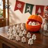 Desktop Ornament Display Pumpkin Bucket with Mini Ghosts, Halloween Candy Bowl, Cute Ghost Creative Container Figurines, Party Snack Holder