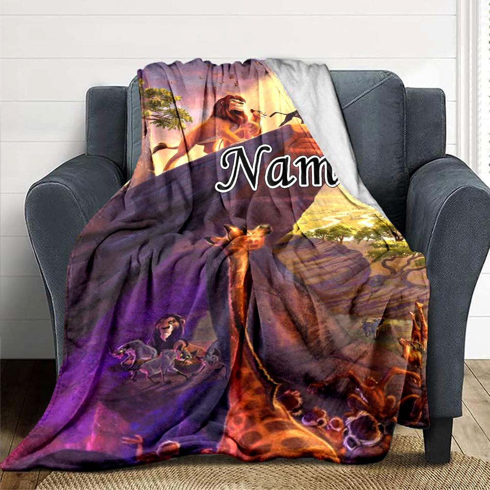 Custom Name Lion Adventure Party Blanket For Couch Bed Plush Cozy Fuzzy Blanket Super Soft Warm Blankets For Fall And Winter 0916267