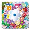60 Cartoon Floral Waterproof Stickers: Colorful Decor for Refrigerator, Phone, Cup, and Computer