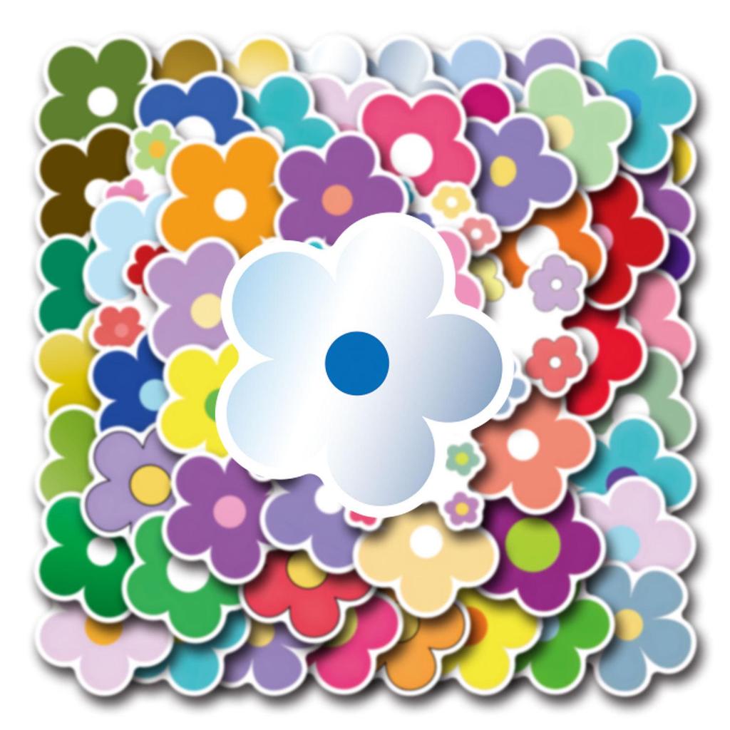60 Cartoon Floral Waterproof Stickers: Colorful Decor for Refrigerator, Phone, Cup, and Computer