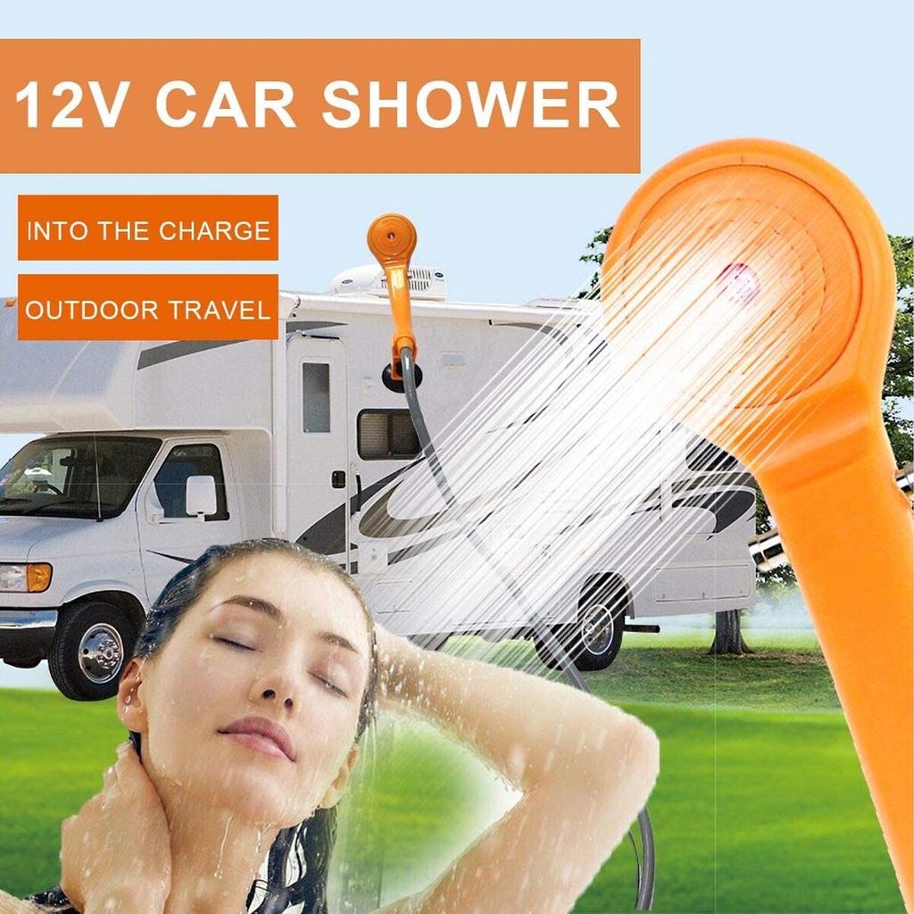 Camping Shower DC12V Portable High Flexibility Durable Plastic Rubber Ergonomic Design Easy Installation Outdoor Shower
