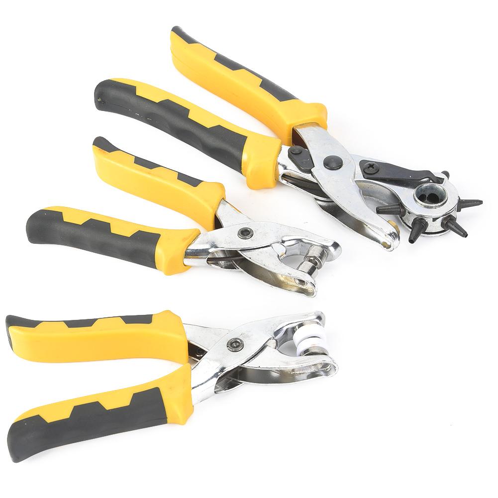 3 Pcs Leather Belt Hole Puncher Forcep Pliers Belt Craft Tool and Metal Belt Button Kit