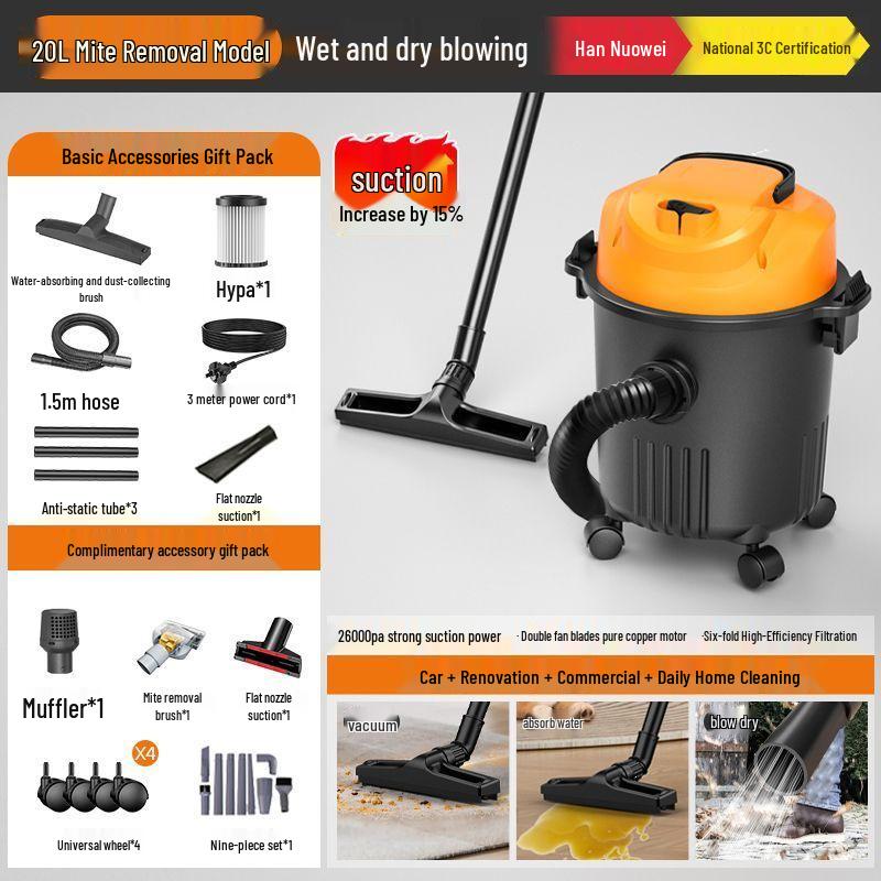 Compact Handheld Vacuum Cleaner with Strong Suction for Wet and Dry Use, Ideal for Initial Cleaning on Carpets