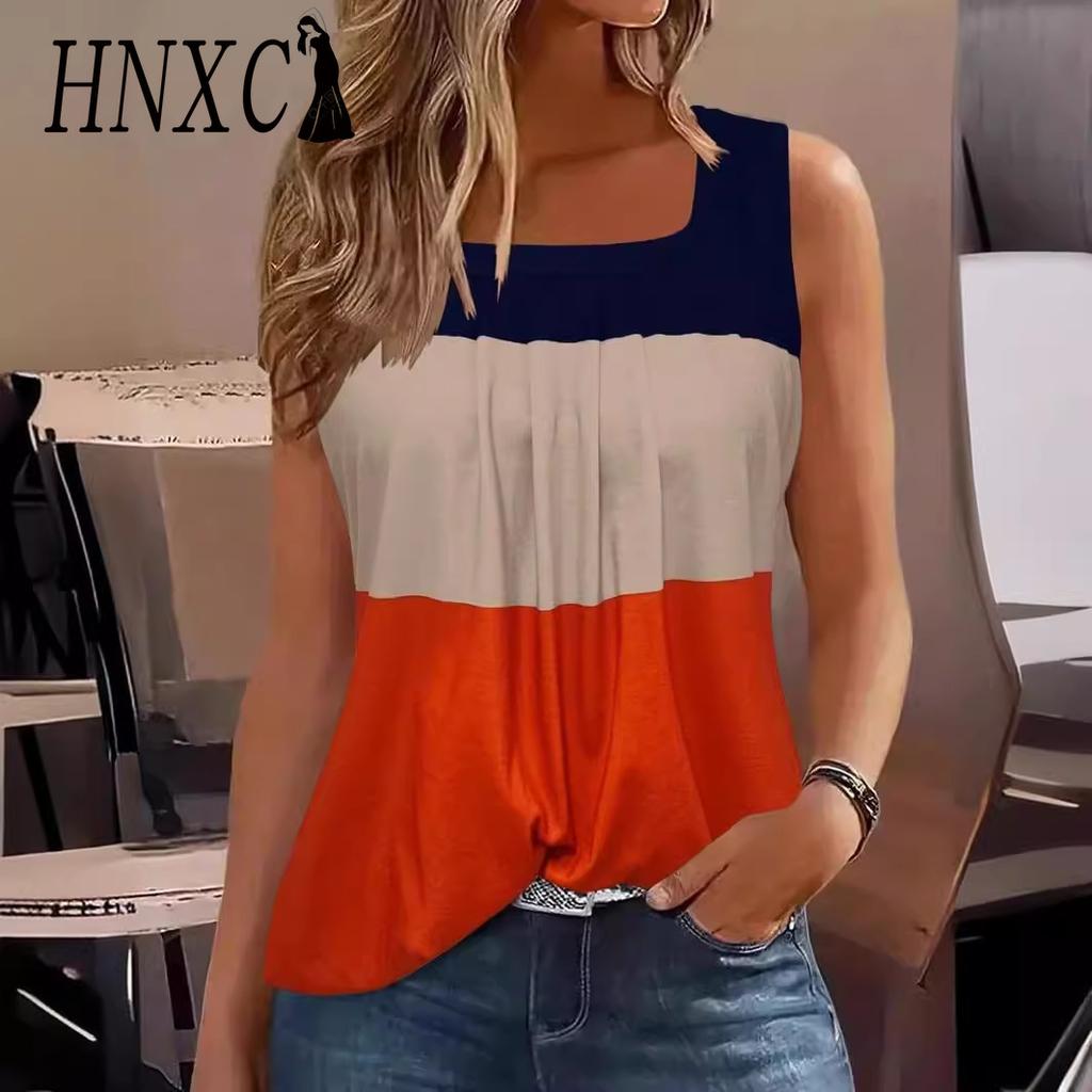 HNXC Women's Fashion Casual Summer Sleeveless Square Collar Blouses & Shirts