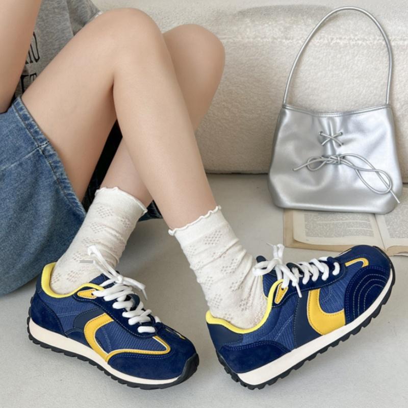 Fashion Designer Forest System Round Toe Sneakers Women 2025 Trendy Mix Color Flat Shoes New Retro Sports Shoes Casual Soft Sneakers